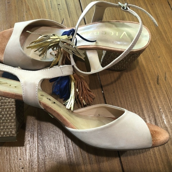 Anthropologie Vicenza Stack Heel Tassel Sandal, Size 7 - Picture 15 of 16